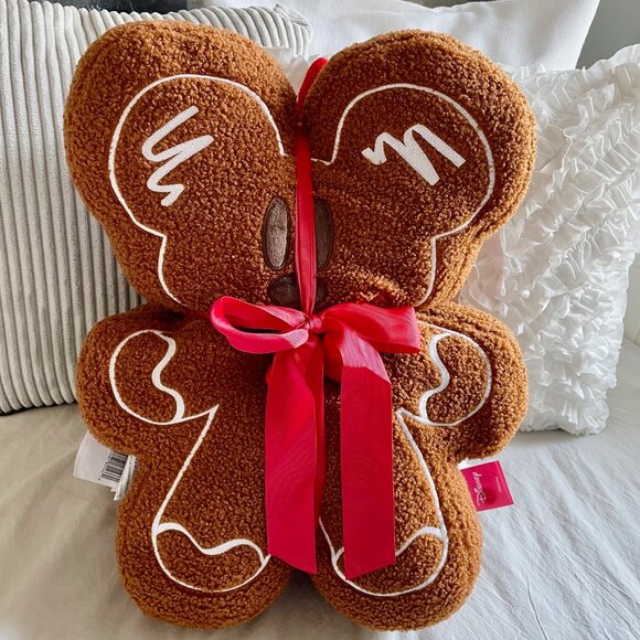 NEW Disney Christmas Mickey & Minnie Mouse Gingerbread Pillow Set - Picture 3 of 3